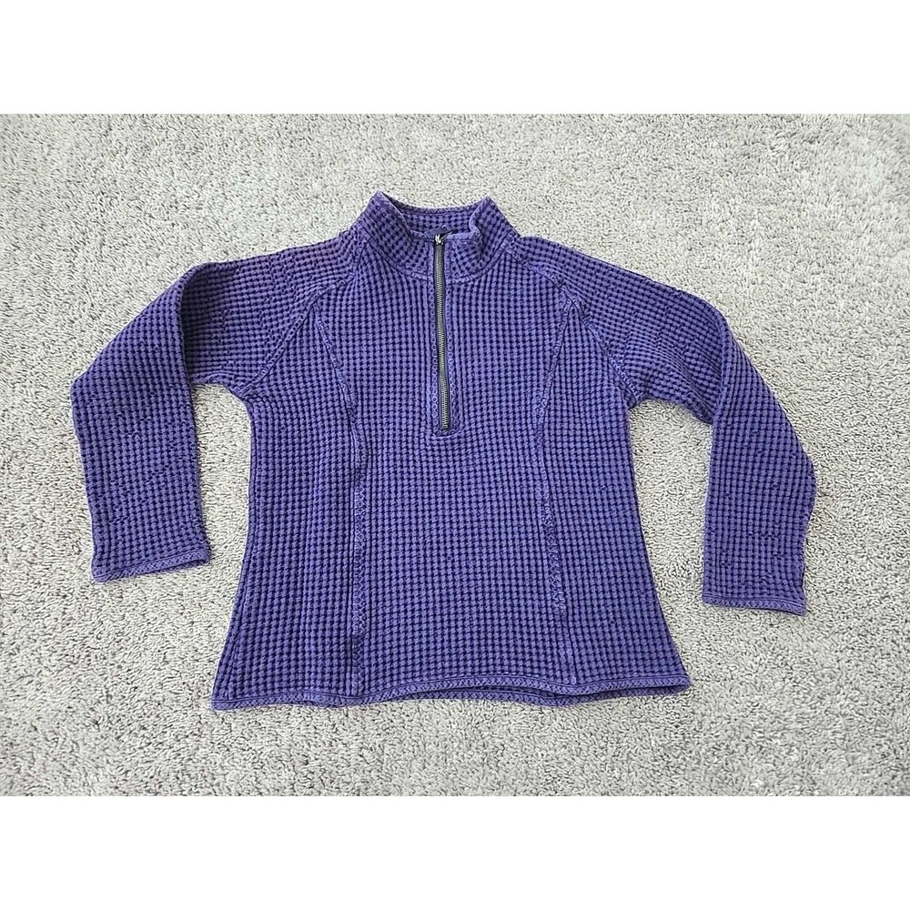 Cabela's Pullover Sweater Womens Medium Purple Long‎ Sleeve 1/4 Zip Waffle Knit